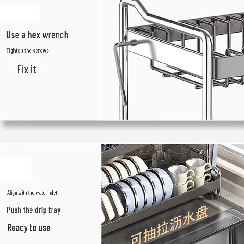 3-Tier Aluminum Alloy Countertop Dish Drying Rack