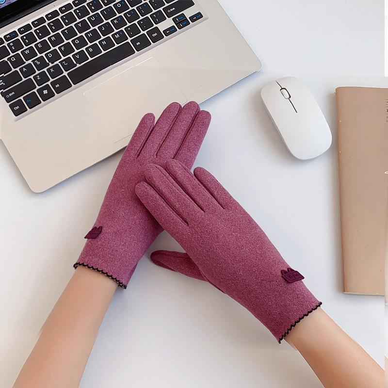 Derong women's touch screen gloves women's autumn and winter thermal gloves students Korean version cycling and driving thickened Practical Use