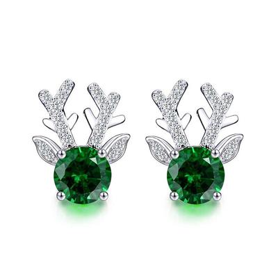 Brincos Cao Shi de Zircônia em Forma de Chifre de Animal - Brincos de Natal da Moda Feminina