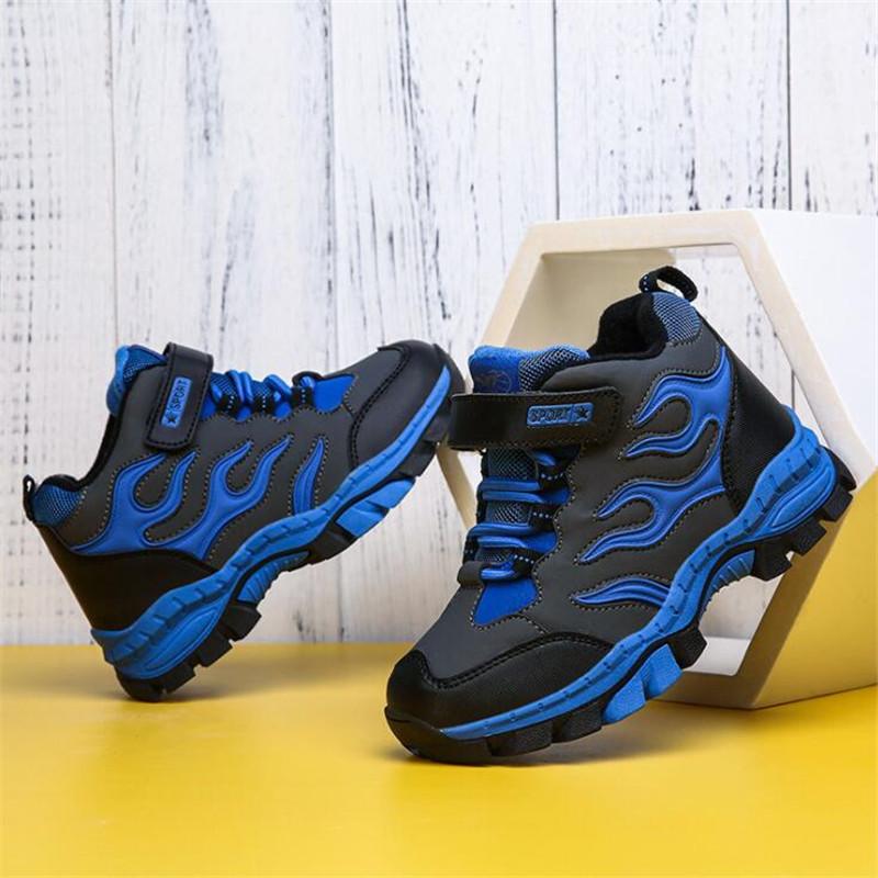 Winter Hiking Shoes Boy Kids Snow Boots Kids Cotton Shoes Walking Climbing Sneakers Leather Waterproof Nonslip Sport Fur