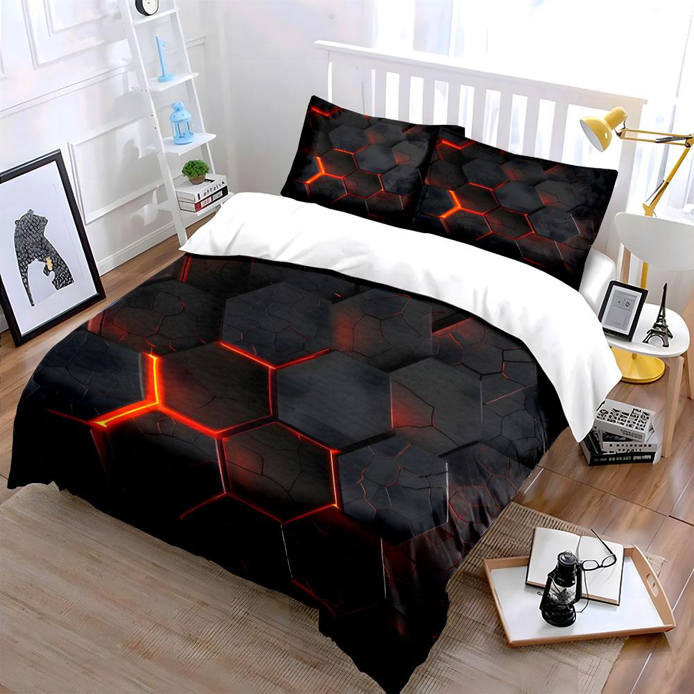 Modern Hexagon Design Set Multiple Sizes Kid'S And Adults' Bedroom Exquisite 3Pc Bedding Set, Gift