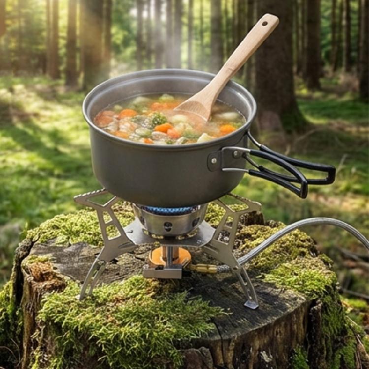 Effizienter Outdoor-Gasherd Rostfrei Edelstahl Wanderkocher Elektronische Zündung Geeignet für Verschiedene Kochgeschirre