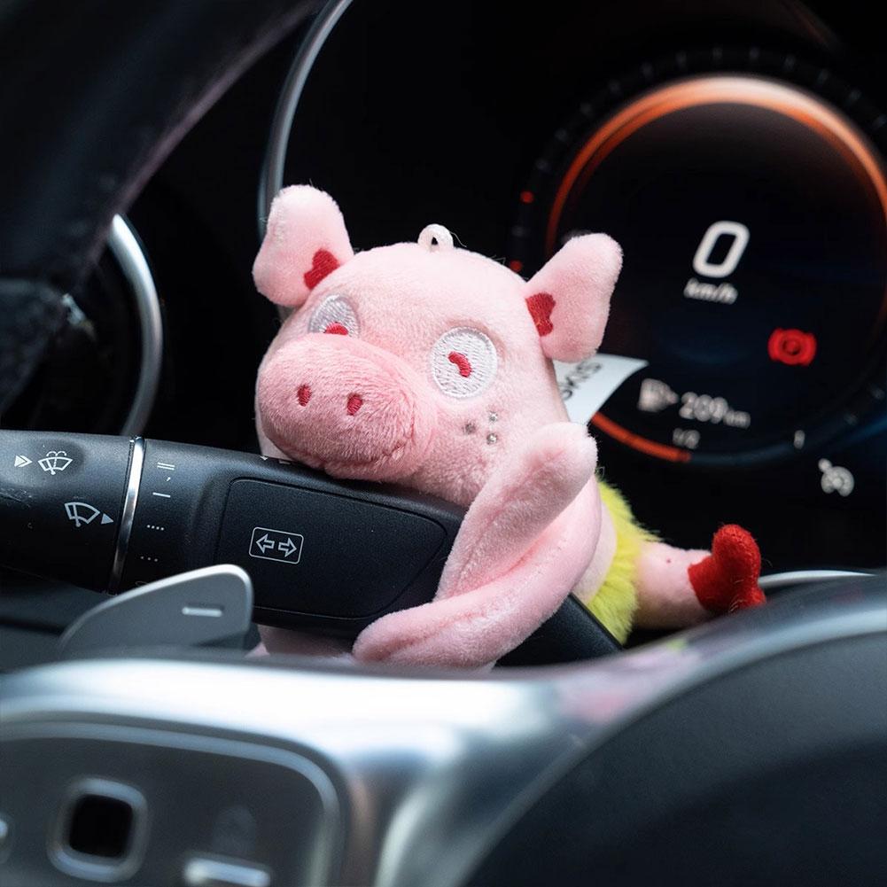 Car Decoration Plush Dolls Pilot Steering Lights Ornament Cute Pig Wye Windshield Bows Wiper Steering Wheel Accessories