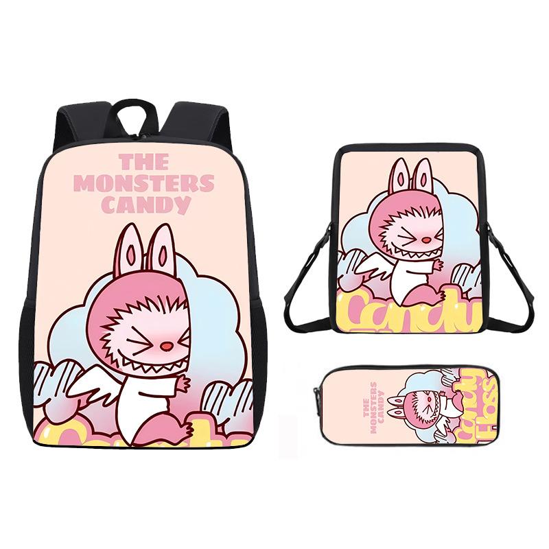 School Bag New Printing Three-piece Set Cartoon Rabbit Student Backpack Satchel Pencil Case Boys and Girls