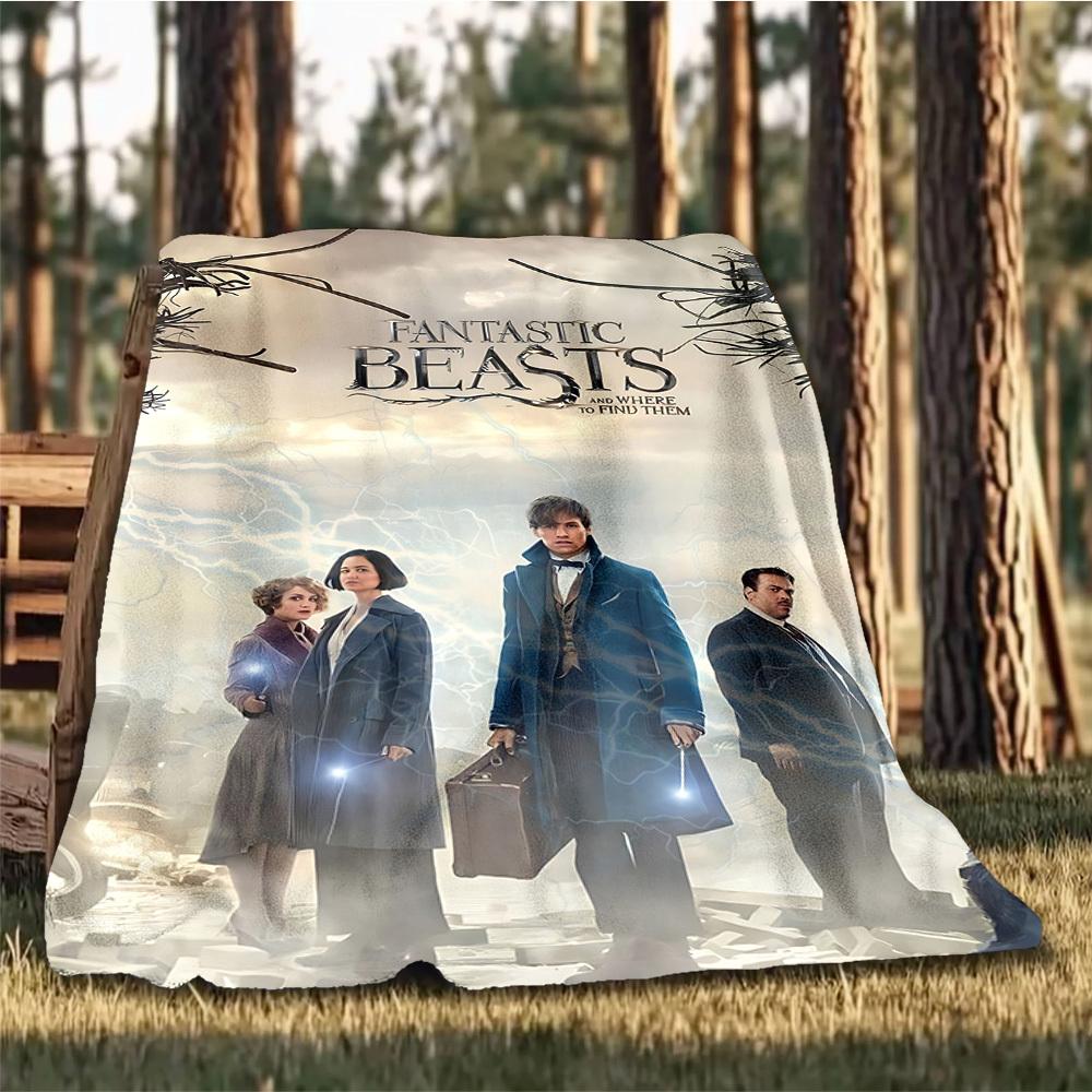 1pc Fantastic Beasts Outdoor Flannel Throw Blanket Soft, Lightweight & Warm