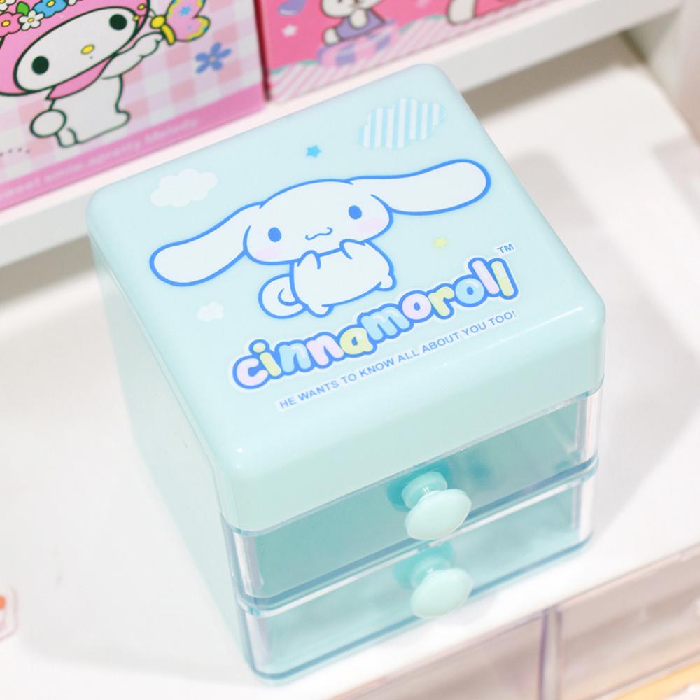

Sanrio Мини Органайзер для Стола Мультяшный Hello Kitty Cinnamoroll Melody Двухслойный Ящик для Хранения Украшений и Наклеек Подарки для Девочек