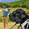 Golf jernkølledeksel magnet wedge deksel køllehode deksel sett med 10 stk svart syntetisk skinn hvite tall (4-9,P,A,S,X) dobbelsidet