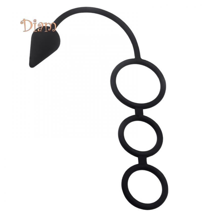 LOL Männer Zeitverzögerung Drei Ring Schwanz Penis Lock Anal Butt Plug Prostata Massager Sex Spielzeug