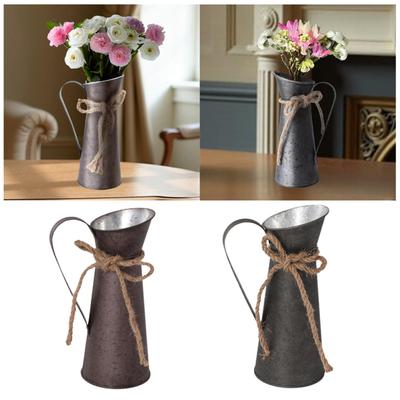 Milk Jug Vase Decorative Flower Vase with Handle Rustic Flower Bucket Plants Pot