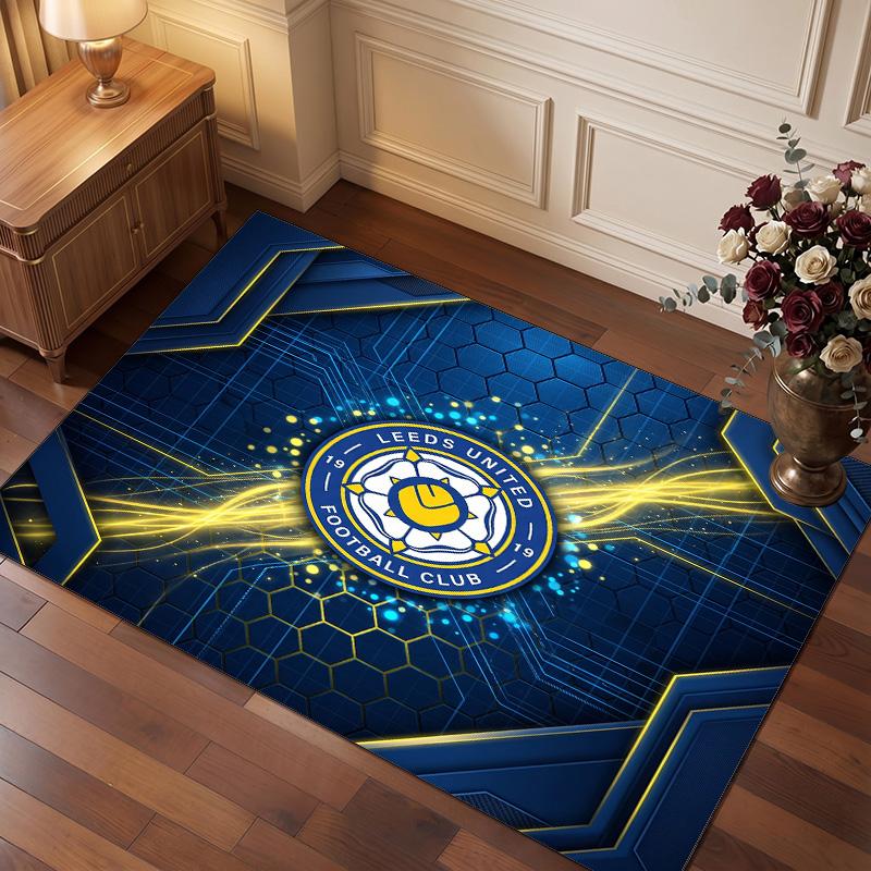 Tappeto in Velluto di Cristallo con Stampa del Leeds United Football, Comodo Assorbente d'Acqua Antiscivolo Tappeto per Pavimenti Interni