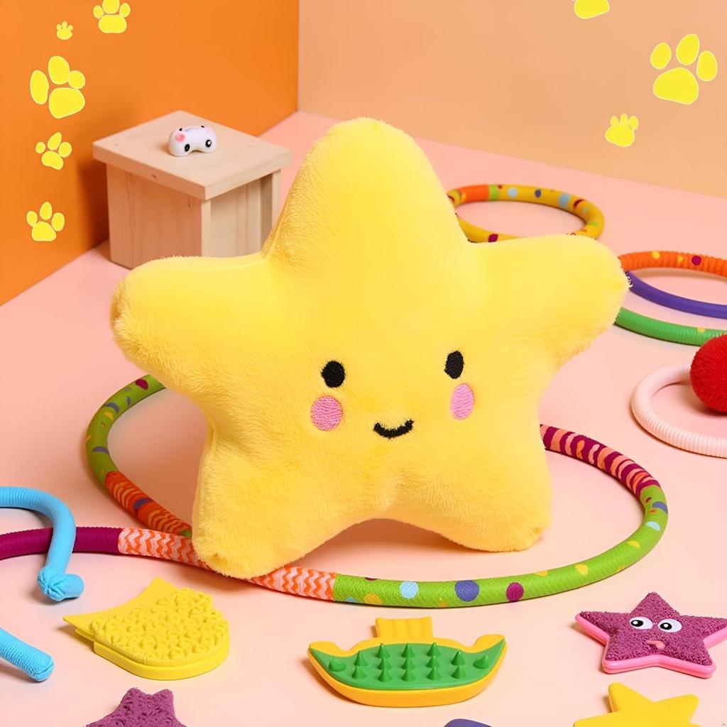 2Pcs Star Plush Pet Dog Toys Cute Squeaky Toy for Interactive Toy Dog Chew Toy for Pet Dog Puppy Training Playing, Squeak (Pink)