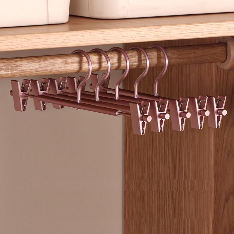 

5 шт. Матовые золотые вешалки для брюк, Нескользящие металлические вешалки, Экономия места в гардеробе, Сушилка для одежды и брюк, Органайзер, Стойки для хранения 5pcs ярко-розовый