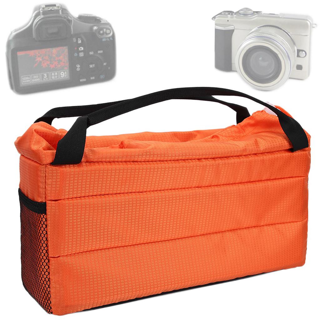 Insert Padded Camera Bag DSLR Partition Protection Case with Cover & Handle(orange)