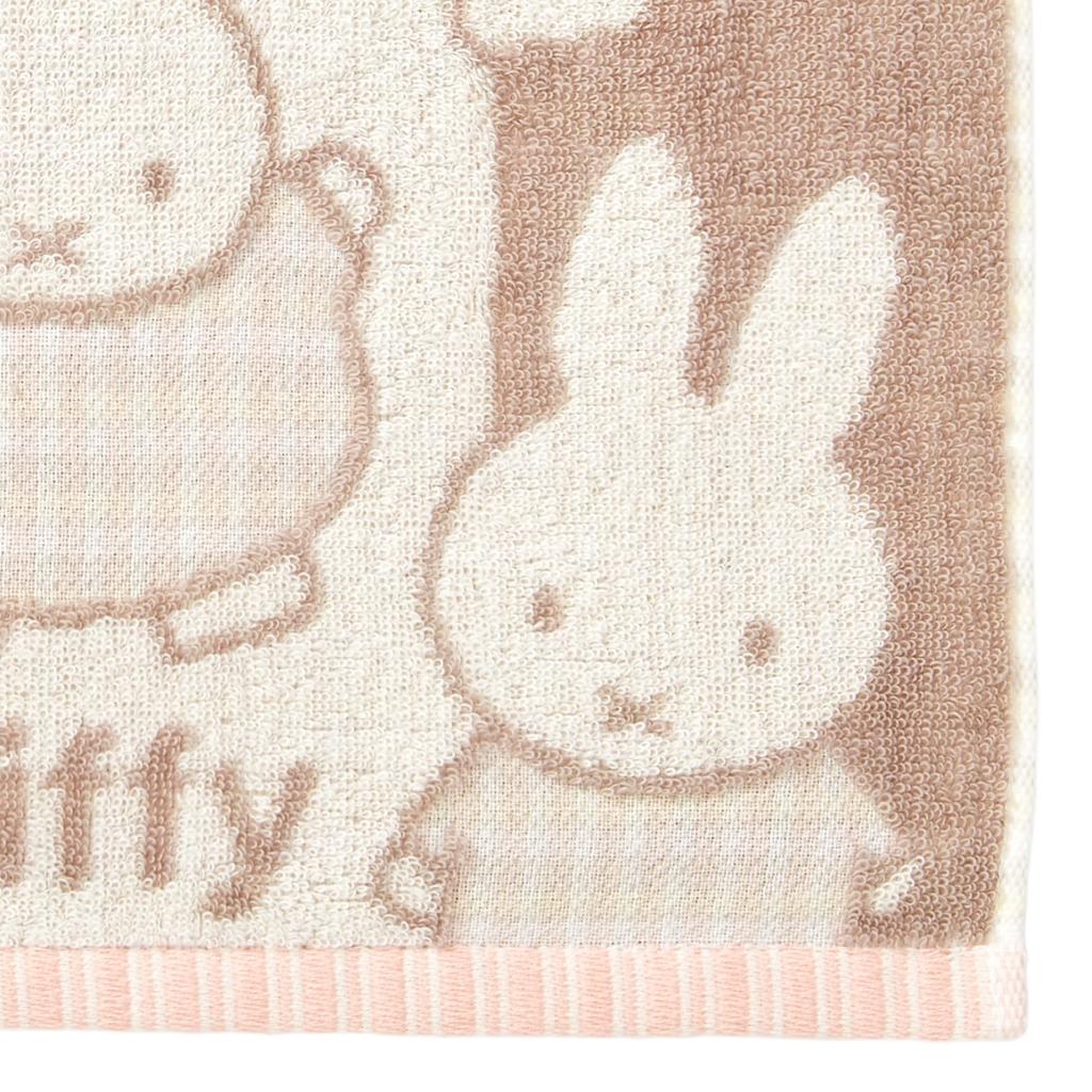 Nishikawa Miffy Jacquard Weave for a Soft Made in XT34708651 Washcloth, 34x35cm, Washable, 100% Cotton, Feel, Japan, Beige,