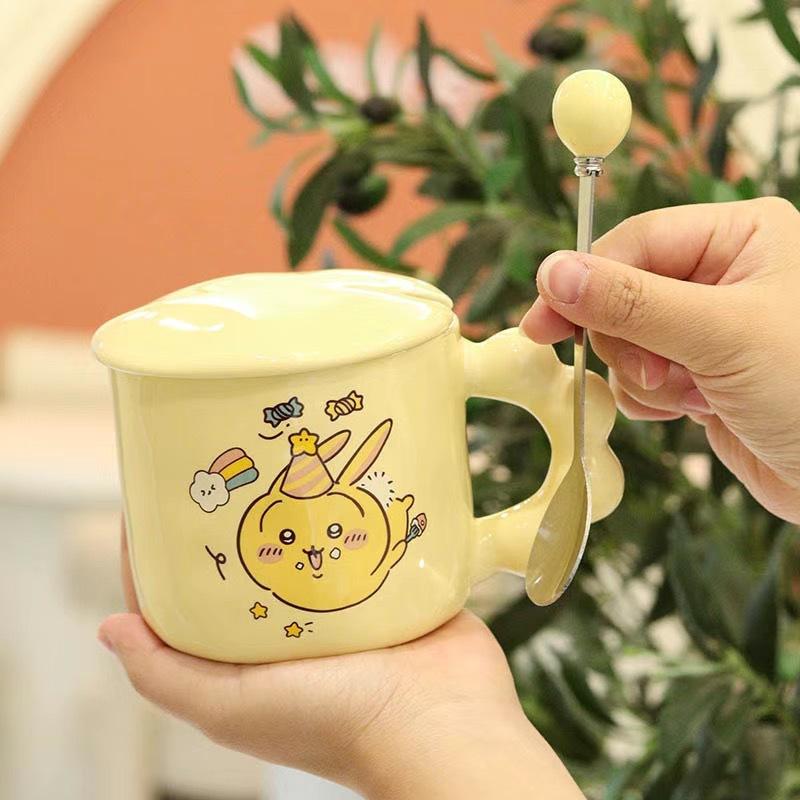 

Yellow Glazed Rabbit Mug with Lid Spoon Cute Ceramic Cup High Value Souvenir Water Cup Gift Cup with Gift Box 400ML
