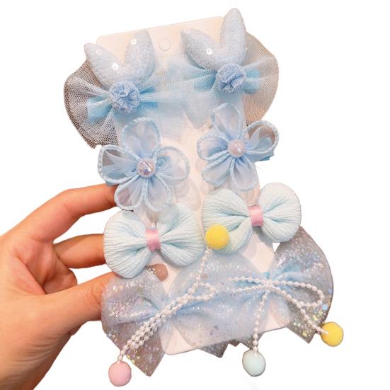 8Pcs Hair Pins Mesh Yarn Bowknot Flower Decor Hairpins Cartoon