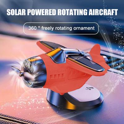 Solar Powered Airplane Car Ornament Dashboard Aircraft Model with Suction Cup 360
