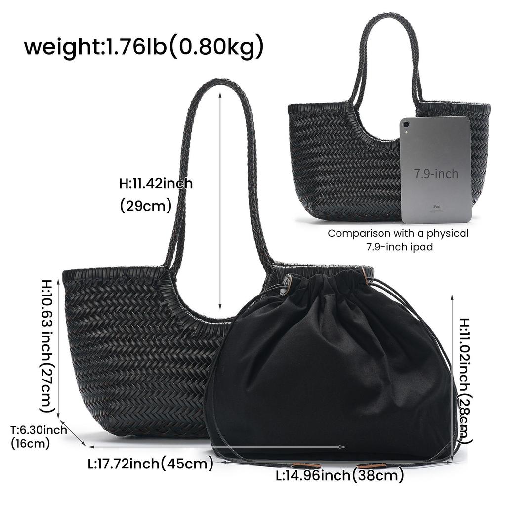 JOGUJOS Genuine Leather Retro Underarm Tote Bag for Women