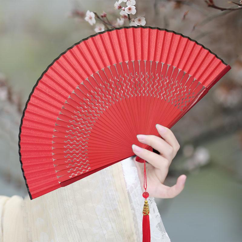 Chinese Style Cheongsam Fashion Show Folding Fan, Elegant and Retro Style Hanfu Dance Folding Fan for Women