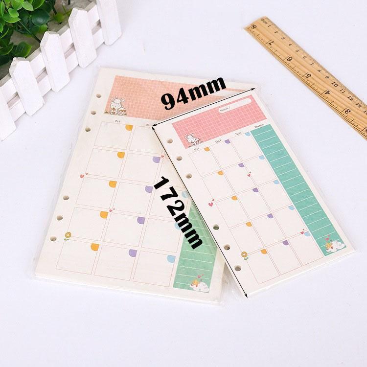 A6 Loose Leaf Notebook Paper Refill Spiral Binder Inner Page Filler Weekly Monthly Schedule Notes Printing Stationery Office School