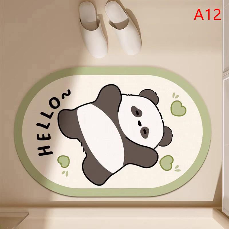 

Коврик для ванной в мультяшном стиле, быстросохнущий, суперабсорбирующий, коврик для двери, диатомитовая грязь, нескользящий резиновый коврик для передней части ванны