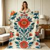 All-Season Warm Flannel Blanket with Vintage Folk Floral Print for Sofa Couch Bed Office Living Room Soft Cozy Decorative Throw Blanket for Four Seaso