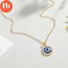 Hi 1PC Turkish Crystal Evil Eyes Pendant Necklace For Womens Jewelry Gold Color Clavicle Chains Necklaces