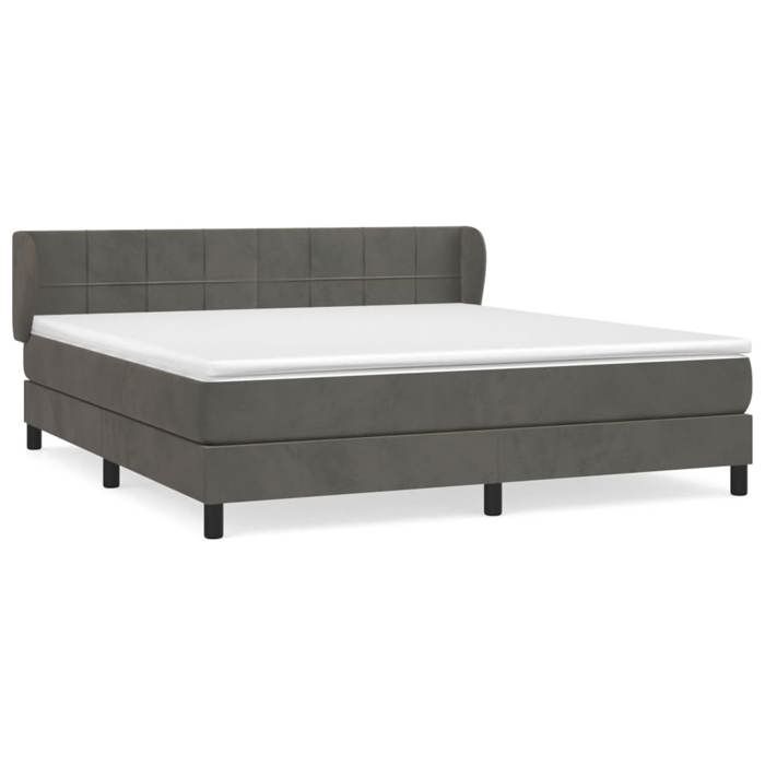 3127500 vidaXL Lit à sommier tapissier et matelas Gris foncé 160x200cm Velours