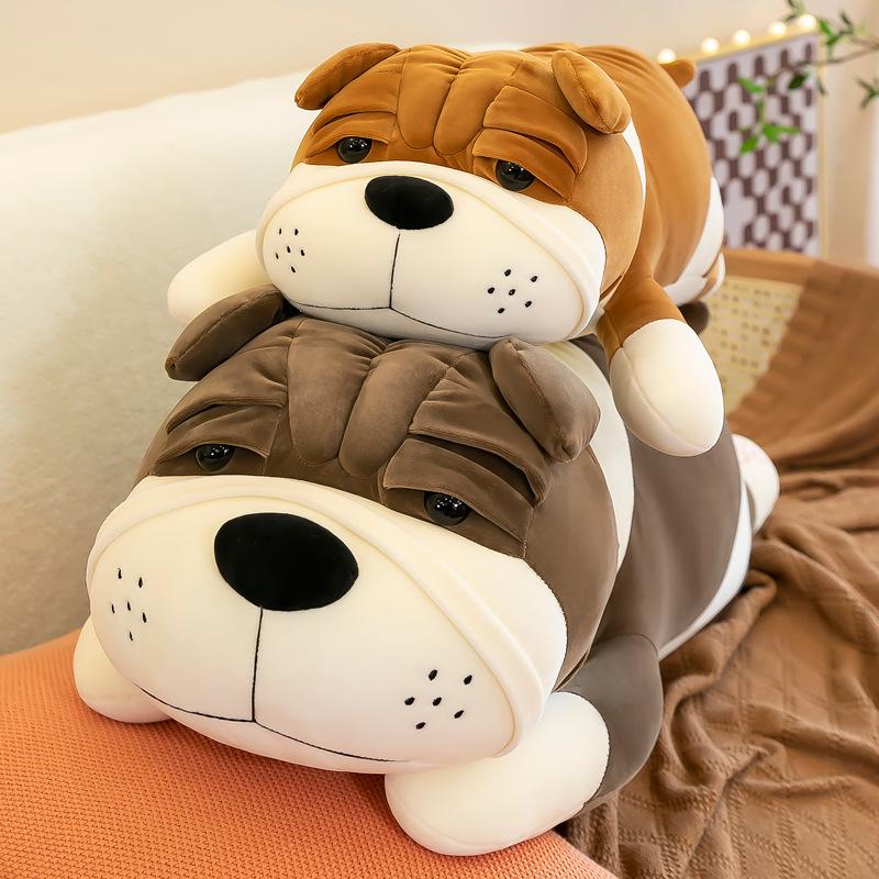Sleeping on the bed with the Shar Pei dog plush toy doll, doll throw pillow for cute birthday gifts