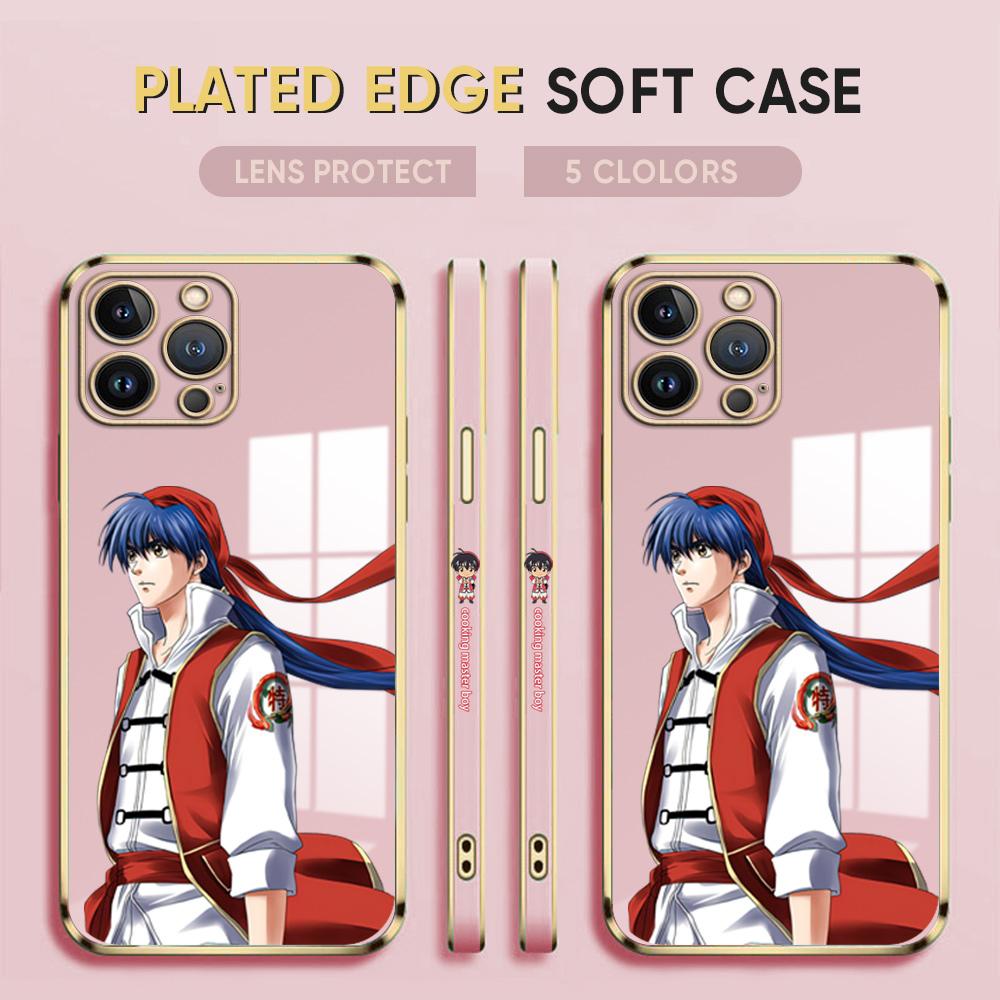 Japonské pouzdro na telefon Anime Plating pro iPhone 11 13 15 Samsung Galaxy A52 Xiaomi Redmi 12C Note 10 Pro Oneplus měkké obaly na smartphone