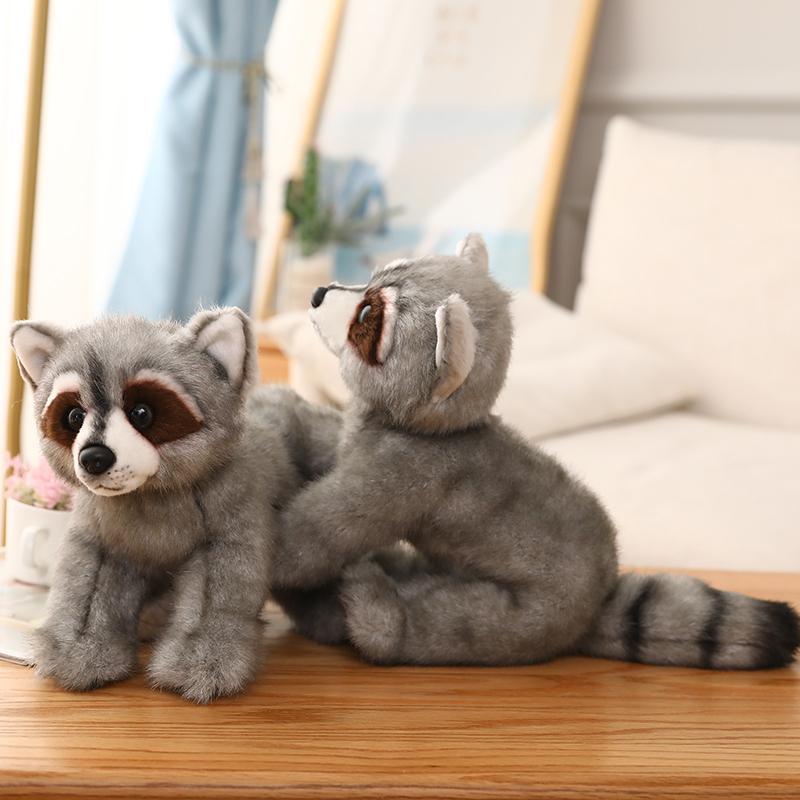 High Quality Lifelike Raccoon Plush Toy Cute Fox Soft Stuffed Simulation Animals Doll For Girls Children Kids Baby Birthday Gift