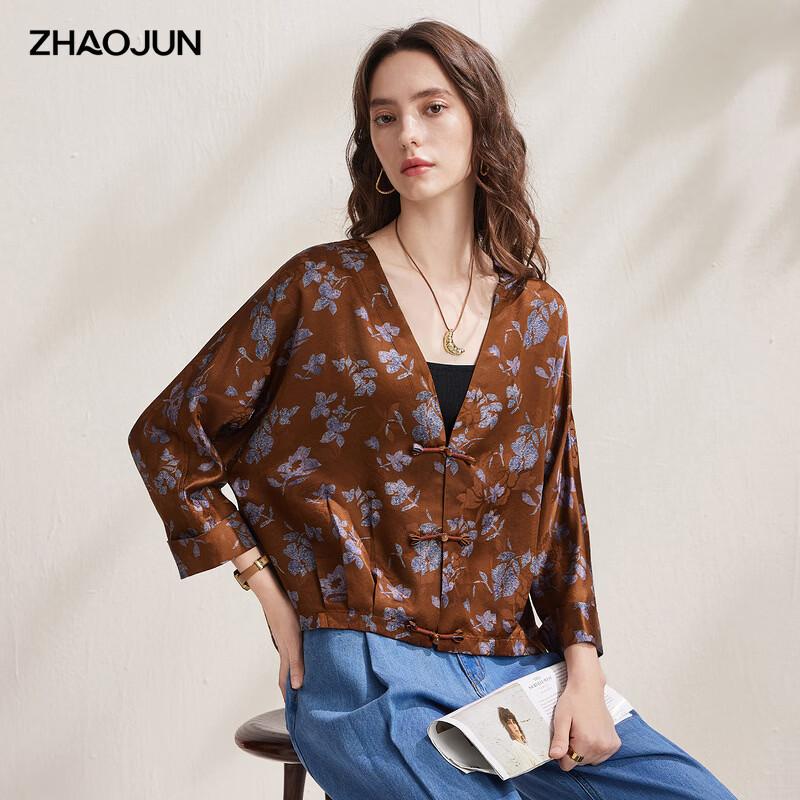 Zhaojun Women s New Chinese Style Jacquard Silk 3/4 Sleeve Jacket XL