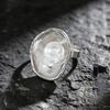Finger Ring Imitation Pearl Embellishment Artistic Irregular Shape Wide Double-Strip Design Women Ring Anti-Oxidation Jewelry
