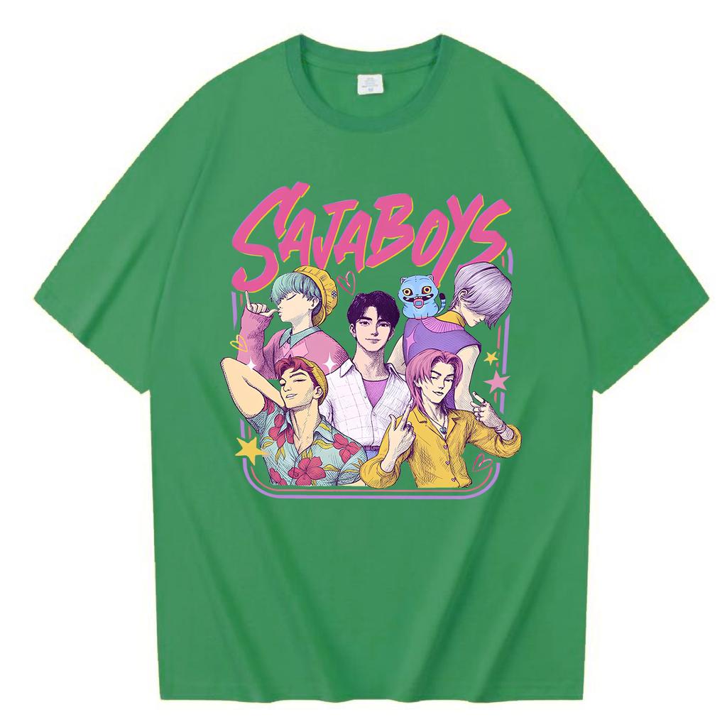 Kpop Lovci démonů Saja Boys Tričko Y2K Harajuku Styl O-neck Tričko Dárek pro fanoušky a Sběratelské zboží Módní Volné Topy