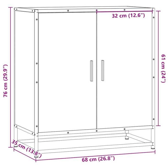 VidaXL Buffet noir 68x35x76 cm bois d'ingénierie et métal, armoire de rangement, meuble d'entrée, meuble d'appoint, meuble 848964