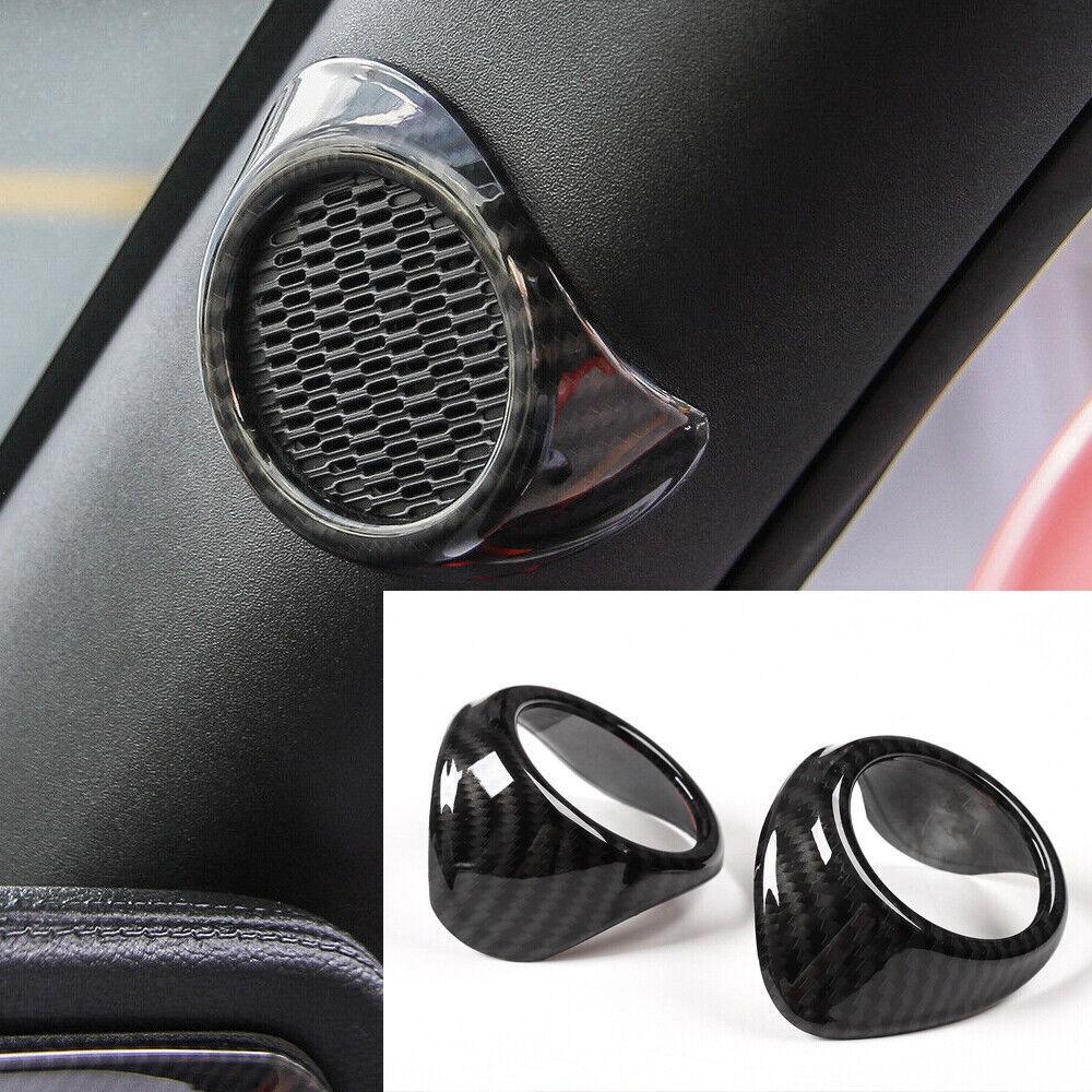 Carbon Fiber A-Pillar Sound Speaker Decor Cover Trim Frame for Ford Mustang 15+