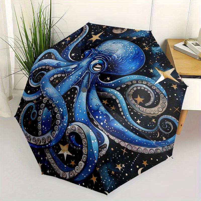 

Galactic Octopus Wall Art: Celestial Blue Decor for Your SpaceUmbrella with Cute Design, Portable 3-Fold Compact Umbrella for Men & Women, Valentine s