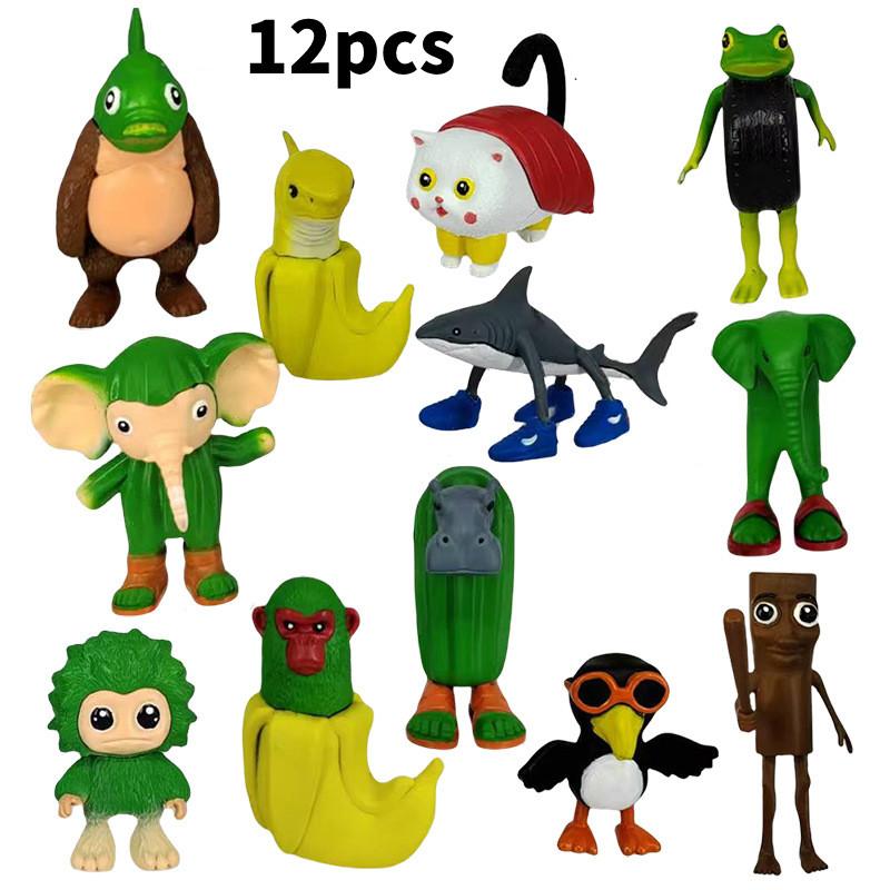 Italian Brainrot Al Pvc Figurine Set With Shark And Wooden Bucket For Collectors And Kids