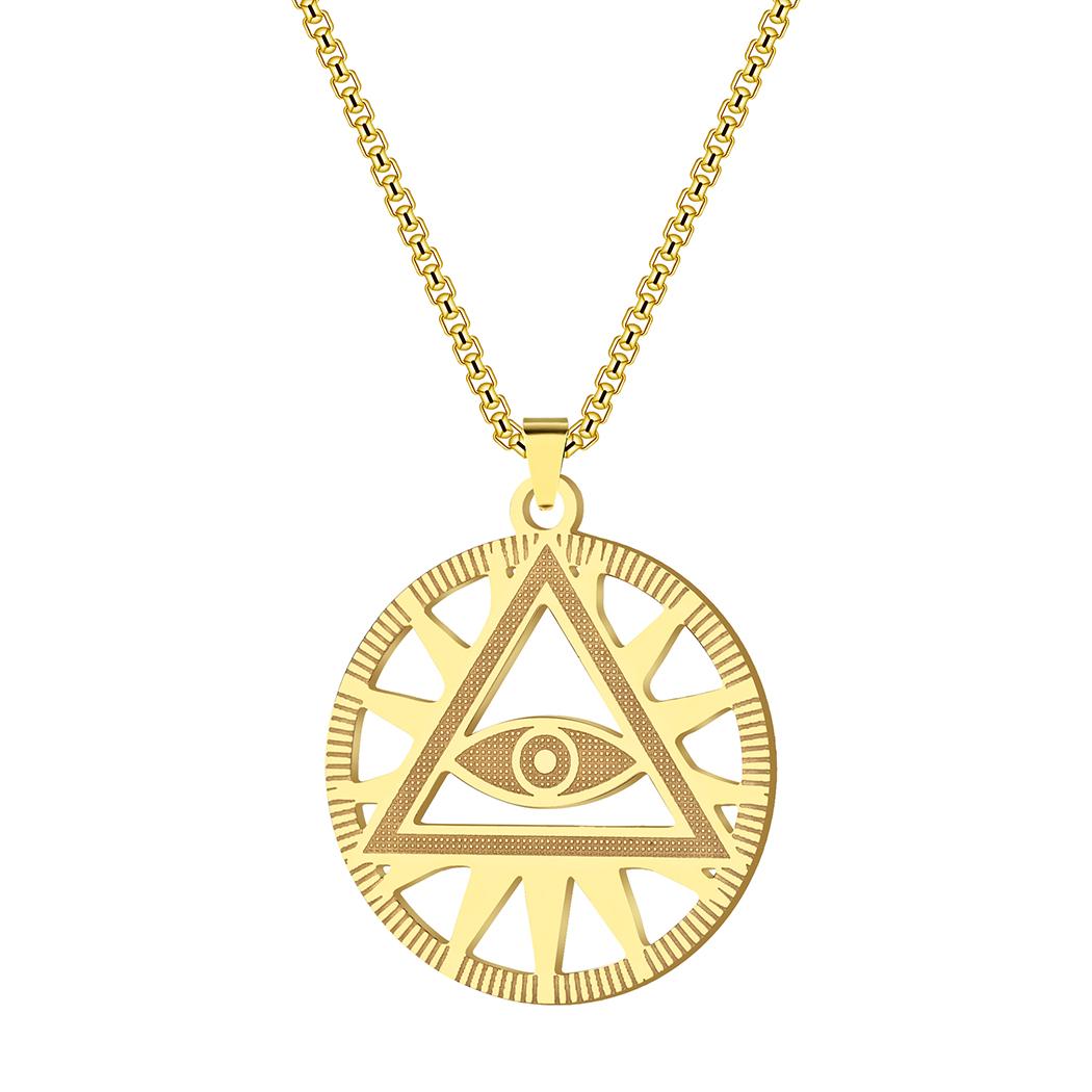 

Kinitial Punk All-Seeing-Eye of Providence Illuminati Pyramid Pendants Necklaces for Women s Hip Hop Chain Jewelry Party Gift