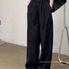 Women's High-End Black Wide-Leg Suit Pants: Autumn Loose-Fit, Slimming, Versatile, Straight-Leg, Floor-Length