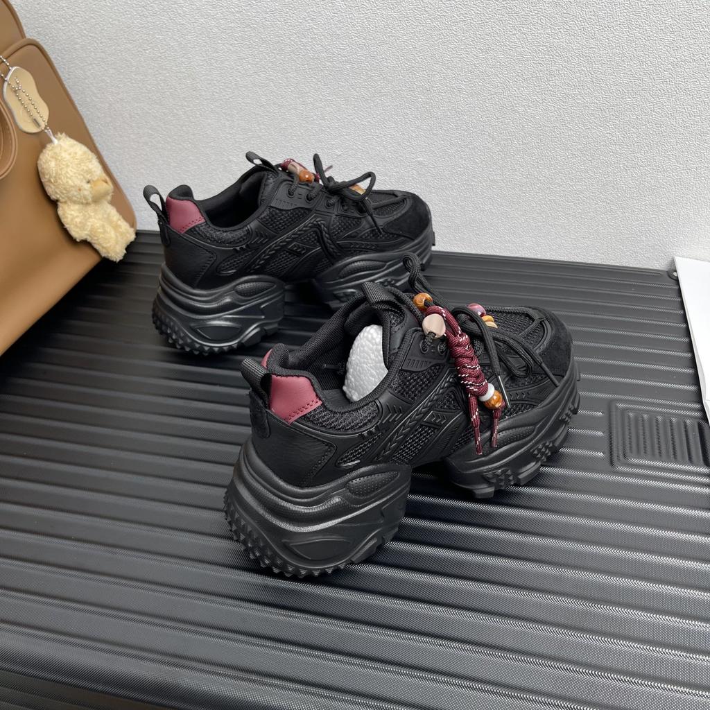 Thick-soled heightening dad shoes for women 2025 early autumn new mesh breathable and lightweight soft-soled sports and leisure shoes that are not tir