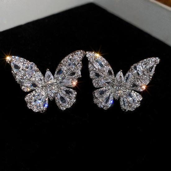 1 Pc Women Butterfly Ear Cuff Rhinestone Butterfly Clip-On Earring No Piercing Ear Wrap Jewelry Gift for Her Birthdays Parties Weddings