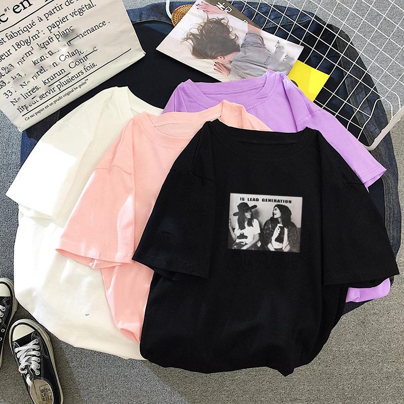 Hirsionsan Punk Short Sleeve Women T Shirt 2020 New Summer Gothic Graphic Tees Streetwear Soft Letter Printed Ladies Cool Tops
