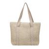 Contrast Straw Bag Large Capacity Holiday Beach Bag Women's Shoulder Tote Bag