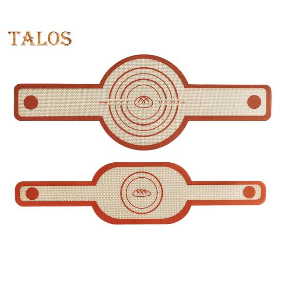 

2 шт. силиконовый коврик для хлеба круглый овальный антипригарный коврик для выпечки набор для духовки многоразовый легко моется устойчив к высоким температурам длинная ручка кухонные принадлежности для красный