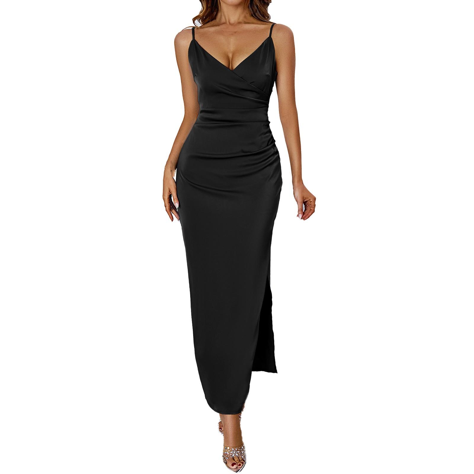 

Модное сексуальное платье с разрезом и открытой спиной M чёрный