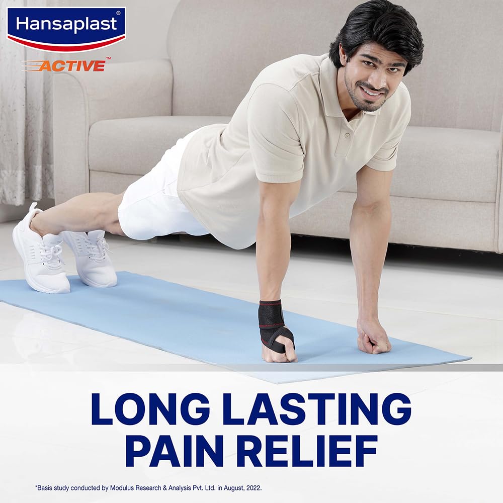 Hansaplast Active Wrist Support for Men & Women|1 Unit|One Size Fits Most|Neoprene Wrist Band Supporter for Long Lasting Pain Relief & Stability|