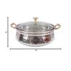 Stainless Steel Hammered Design Handi/Bowl/Casserole with Toughened Glass Lid & Brass Knob & Handles, Volume-400 ml, Pack of 6
