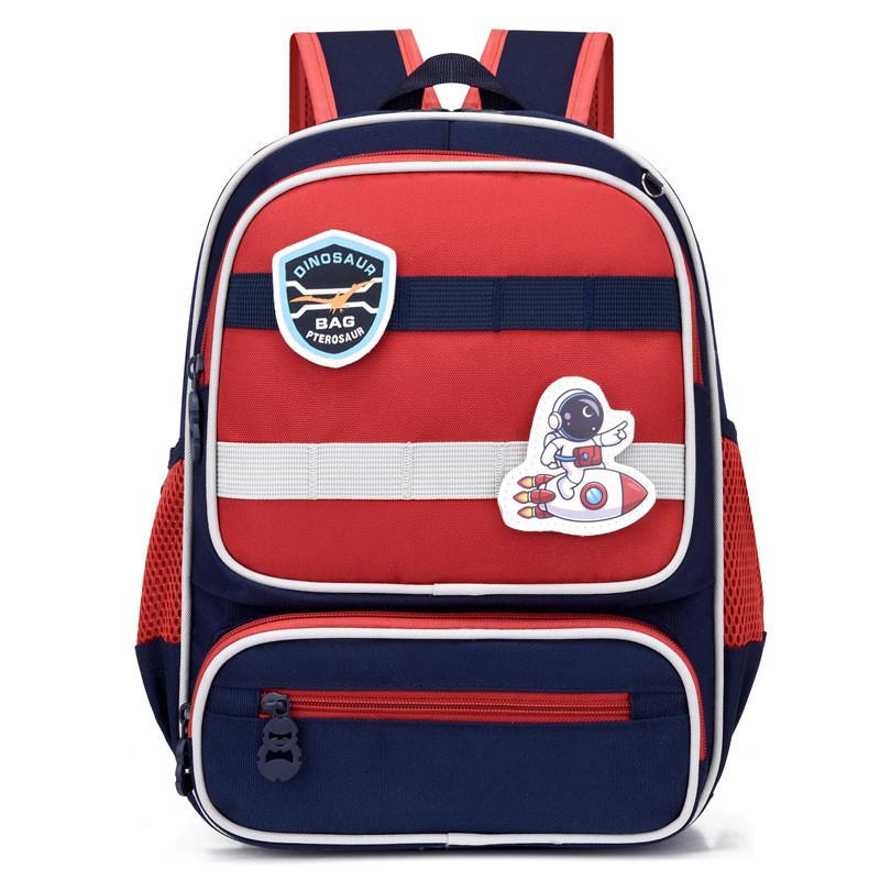 Breathable And Wear-resistant Cartoon School Backpack For Primary Students Fun Patterns Navy Red