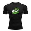 Men's Quick Dry Compression Athletic T-Shirt, Angry Alligator Cartoon Print Breathable Slim Fit Tops for Gym Workout Run
